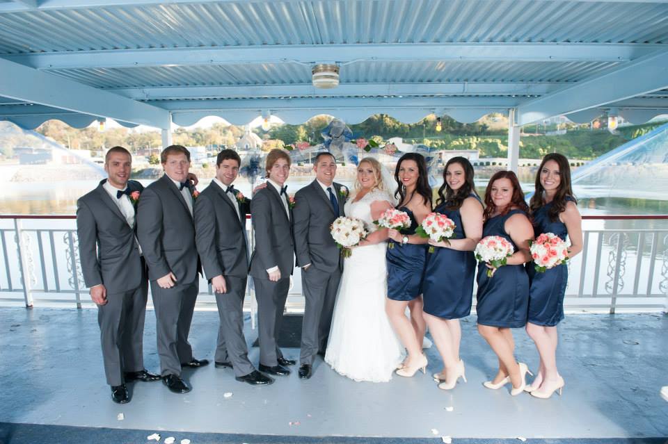 Bridwell bridal party on the top deck of the Star of Knoxville