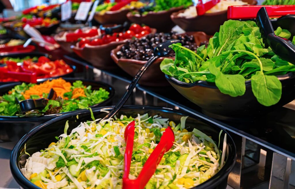 Garden salad bar setup